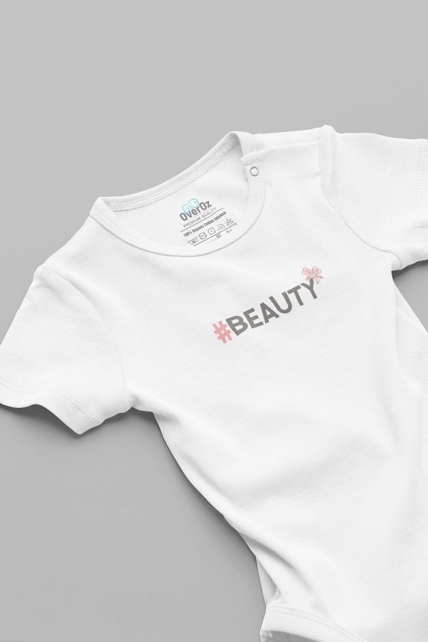 Beauty Güzellik Baskılı Bebek Body Beyaz Badi Çıtçıtlı Zıbın 5826