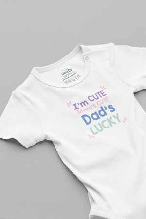 I'm Cute Mom's Cute Dad's Lucky Anne Baba Bebek Body Badi Çıtçıtlı Zıbın 5834