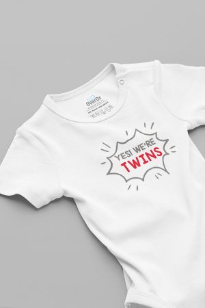 Yes! We're Twins İkiz Yazılı Bebek Body Beyaz Badi Çıtçıtlı Zıbın 5835