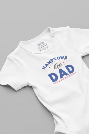 Handsome Like Dad Baba Bebek Body Beyaz Badi Çıtçıtlı Zıbın 5838