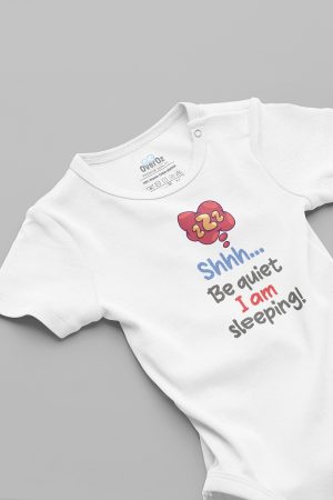 Be Quiet I'm Sleeping Sessiz Ol Bebek Body Beyaz Badi Çıtçıtlı Zıbın 5844