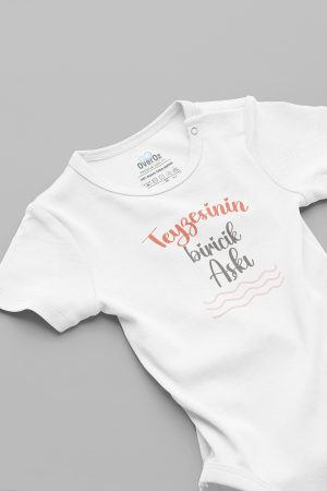 Teyzesinin Biricik Aşkı Yazılı Bebek Body Beyaz Badi Çıtçıtlı Zıbın 5847