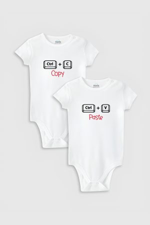 Copy Paste İkiz Desenli 2'li Bebek Body Set Badi Çıtçıtlı Zıbın İkili 5848-5849