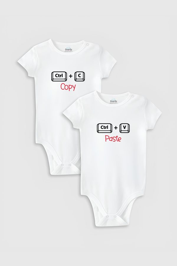 Copy Paste İkiz Desenli 2'li Bebek Body Set Badi Çıtçıtlı Zıbın İkili 5848-5849