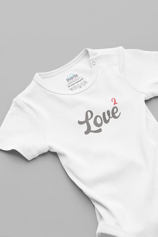 Organik %100 Pamuk Love 2 İkiz Bebek Body Beyaz Badi Çıtçıtlı Zıbın 5850