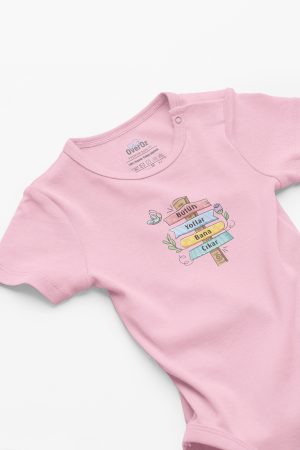 Bütün Yollar Bana Çıkar Baskılı Bebek Body Pembe Badi Çıtçıtlı Zıbın 5853-P