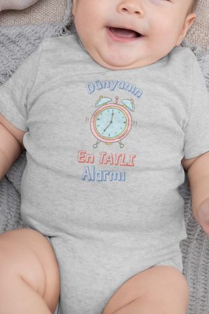 Dünyanın En Tatlı Alarmı Baskılı Kısa Kollu Bebek Body Badi Zıbın 5868-G