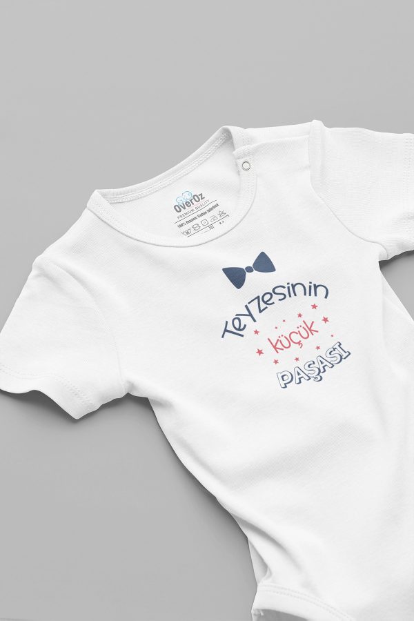 Teyzesinin Küçük Paşası Baskılı Bebek Body Beyaz Badi Çıtçıtlı Zıbın 5871