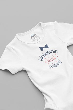 Halasının Küçük Paşası Yazılı Bebek Body Beyaz Badi Çıtçıtlı Zıbın 5874