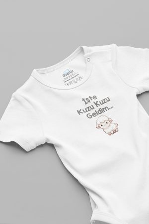 Kuzu Kuzu Geldim Baskılı Bebek Body Çıtçıtlı Badi Zıbın Tulum 5890