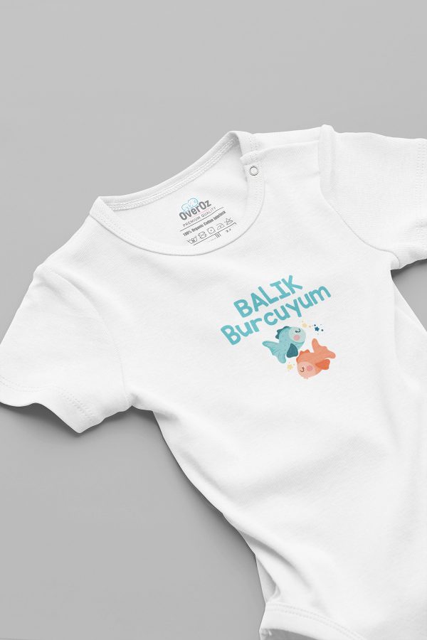 Balık Burcuyum Baskılı Bebek Body Çıtçıtlı Badi Zıbın Tulum 5897