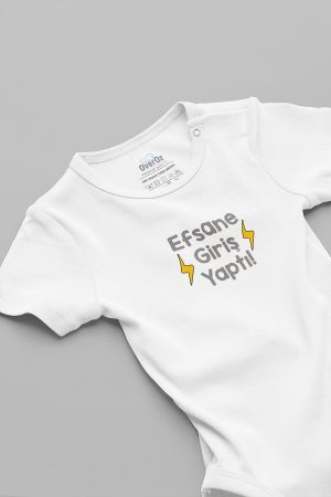 Efsane Giriş Yaptı Yazılı Beyaz Bebek Body Çıtçıtlı Zıbın Tulum 5904