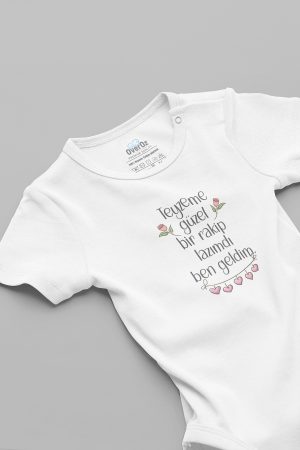 Teyzeme Rakip Baskılı Bebek Body Çıtçıtlı Zıbın 5908-TEYZE-B