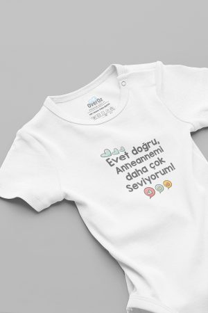Anneannemi Daha Çok Seviyorum Bebek Body Çıtçıtlı Zıbın 5909-AA