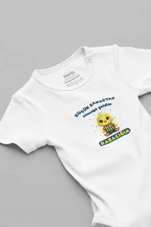 Minik Kanaryan Olmaya Geldim Babacığım Yazılı Taraftar Bebek Body Çıtçıtlı Badi Zıbın Tulum 5910