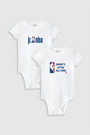Basketbol Baskılı 2'li Bebek Body Set Beyaz Badi Zıbın Tulum ikili 5334-5335