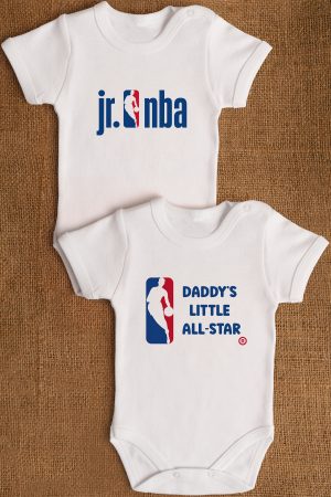 Basketbol Baskılı 2'li Bebek Body Set Beyaz Badi Zıbın Tulum ikili 5334-5335