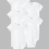 Bebek Zıbın Yazılı bebek body %100 pamuk bebek zıbını Bebek Zıbın Düz Beyaz Basic Kısa Kollu 5'li Bebek Body Badi Çıtçıtlı Zıbın