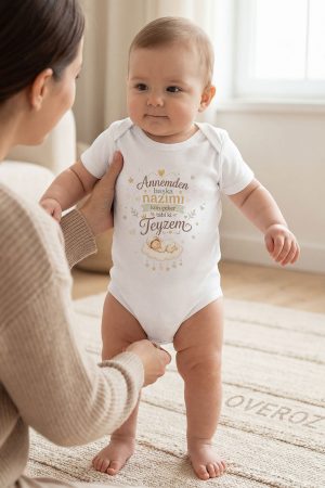 Nazımı Teyzem Çeker Yazılı Baskılı Bebek Body Zıbın