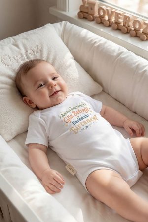 Anneannesinin Gözbebeği Dedesinin Birtanesi Yazılı Baskılı Bebek Body Zıbın