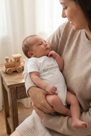 Teyze Koruması Altında Yazılı Baskılı Bebek Body Zıbın