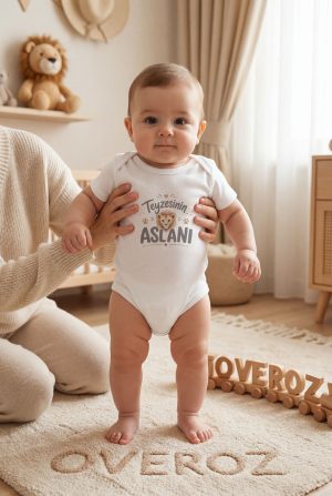 Teyzesinin Aslanı Yazılı Baskılı Bebek Body Zıbın
