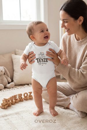 Aşk Diye Yazılır Teyze Diye Okunur Yazılı Baskılı Bebek Body Zıbın