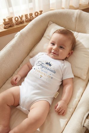 Teyzesinin Minik Yakışıklısı Yazılı Baskılı Bebek Body Zıbın