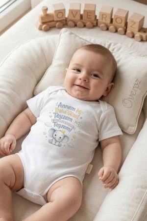 Cevap Veriyorum Teyzem Yazılı Baskılı Bebek Body Zıbın
