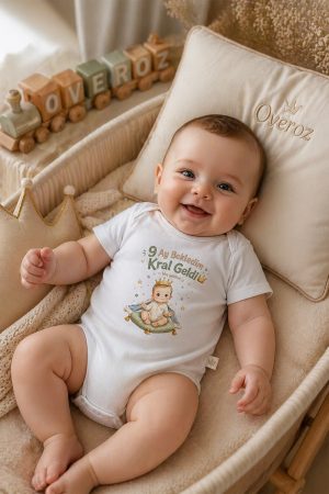 Kral Geldi Yazılı Baskılı Bebek Body Zıbın