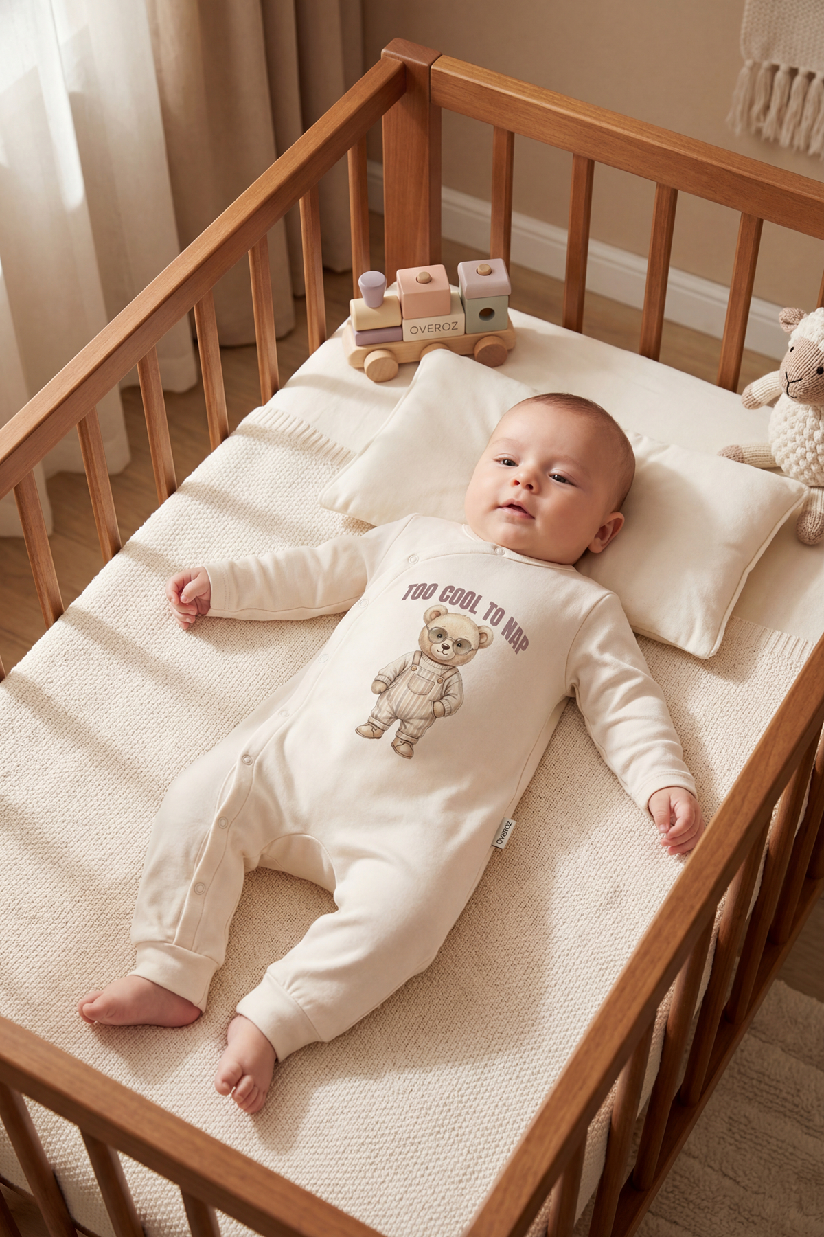 Uyumak İçin Çok Havalı Yazı Baskılı Patiksiz Bebek Tulumu