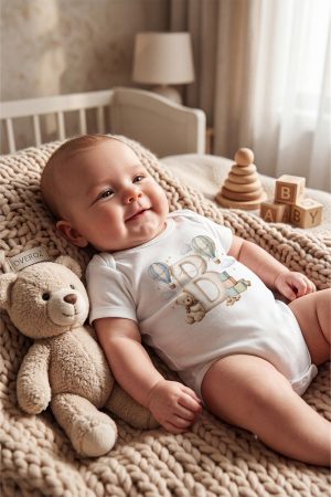 B Harfli Baskılı Bebek Body Zıbın