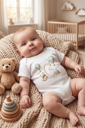 Ç Harfli Baskılı Bebek Body Zıbın