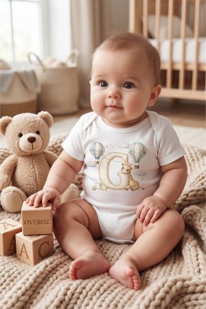 G Harfli Baskılı Bebek Body Zıbın