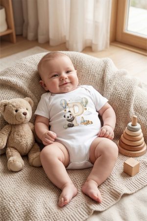 P Harfli Baskılı Bebek Body Zıbın