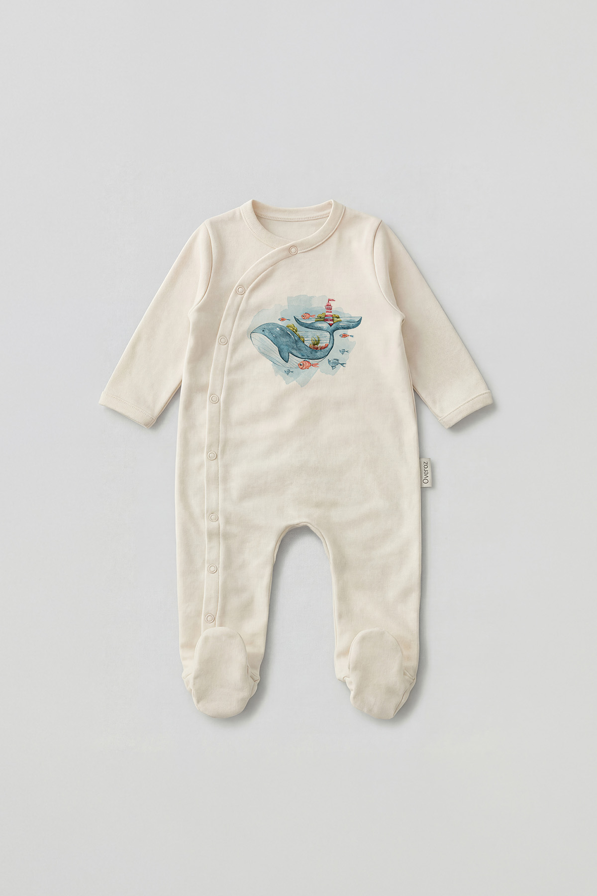 Balina Baskılı Patikli Bebek Tulumu T-5025 - Görsel 2