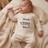 Anne Baba Ben Yazılı Baskılı Patikli Bebek Tulumu