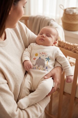 Merhaba Küçük Yazılı Baskılı Patikli Bebek Tulumu