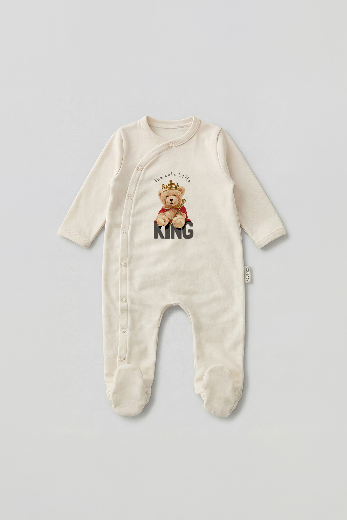King Yazılı Baskılı Patikli Bebek Tulumu