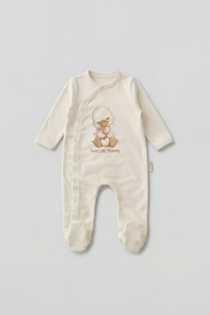 Annem Gibi Tatlı Yazı Baskılı Patikli Bebek Tulumu