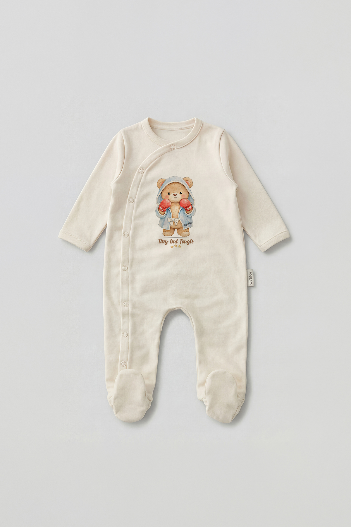 Minik Ama Zorlu Yazılı Baskılı Patikli Bebek Tulumu