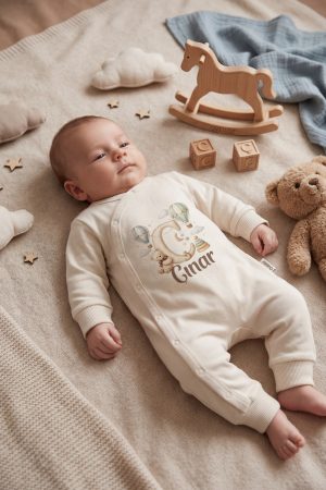 Ç Harfli Kişiye Özel İsimli Patiksiz Bebek Tulumu