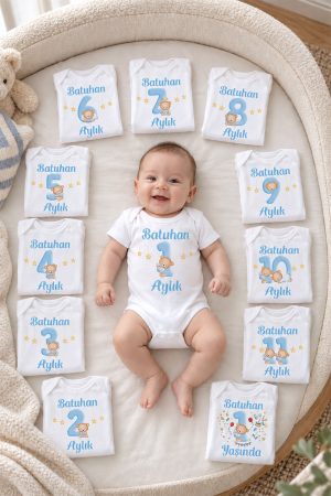 12 li set İsme özel Bebek zıbın body
