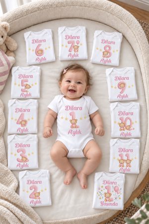 12 li zıbın set İsme özel Bebek zıbın body