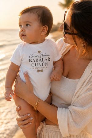 Babalar Günü Yazılı Bebek Zıbın Erkek Kız Bebek Body Çıtçıtlı Beyaz Kısa Kollu Badi Tulum Bebek Hediyelik 5218-1