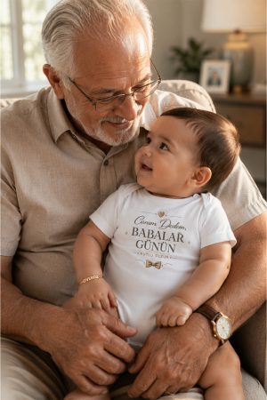 Dede Babalar Günü Yazılı Bebek Zıbın Erkek Kız Bebek Body Çıtçıtlı Beyaz Kısa Kollu Badi Tulum Bebek Hediyelik 5218-2