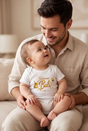 Babasının Balı Yazılı Bebek Zıbın Erkek Kız Bebek Body Çıtçıtlı Beyaz Kısa Kollu Badi Tulum Bebek Hediyelik 5241-1