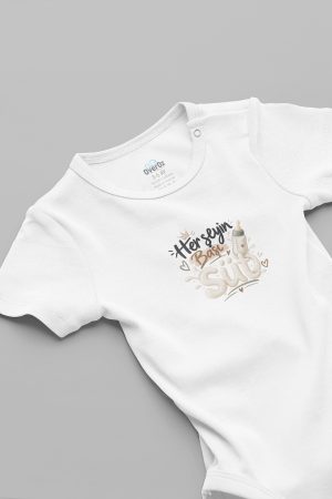 Herşeyin Başı Süt Yazılı Bebek Zıbın Erkek Kız Bebek Body Çıtçıtlı Beyaz Kısa Kollu Badi Tulum Bebek Hediyelik 5988