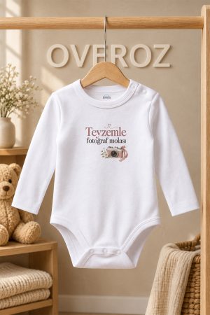 Beyaz Uzun Kollu Pamuklu Çıtçıtlı Bebek Zıbın Teyzemle fotoğraf molası 6014