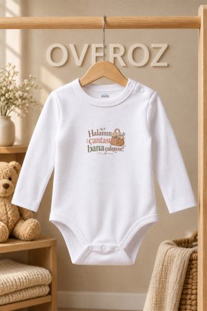 Beyaz Uzun Kollu Pamuklu Çıtçıtlı Bebek Zıbın Halamın çantası bana çalışıyor! 6030